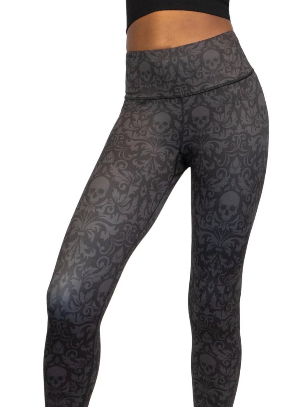 Miami Fitwear Velvet Eclipse Classic Leggings Large Capri Skull Print KALI